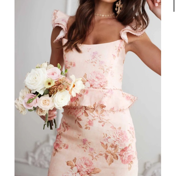 V. Chapman Blush Floral Tiered Dress - Picture 2 of 7